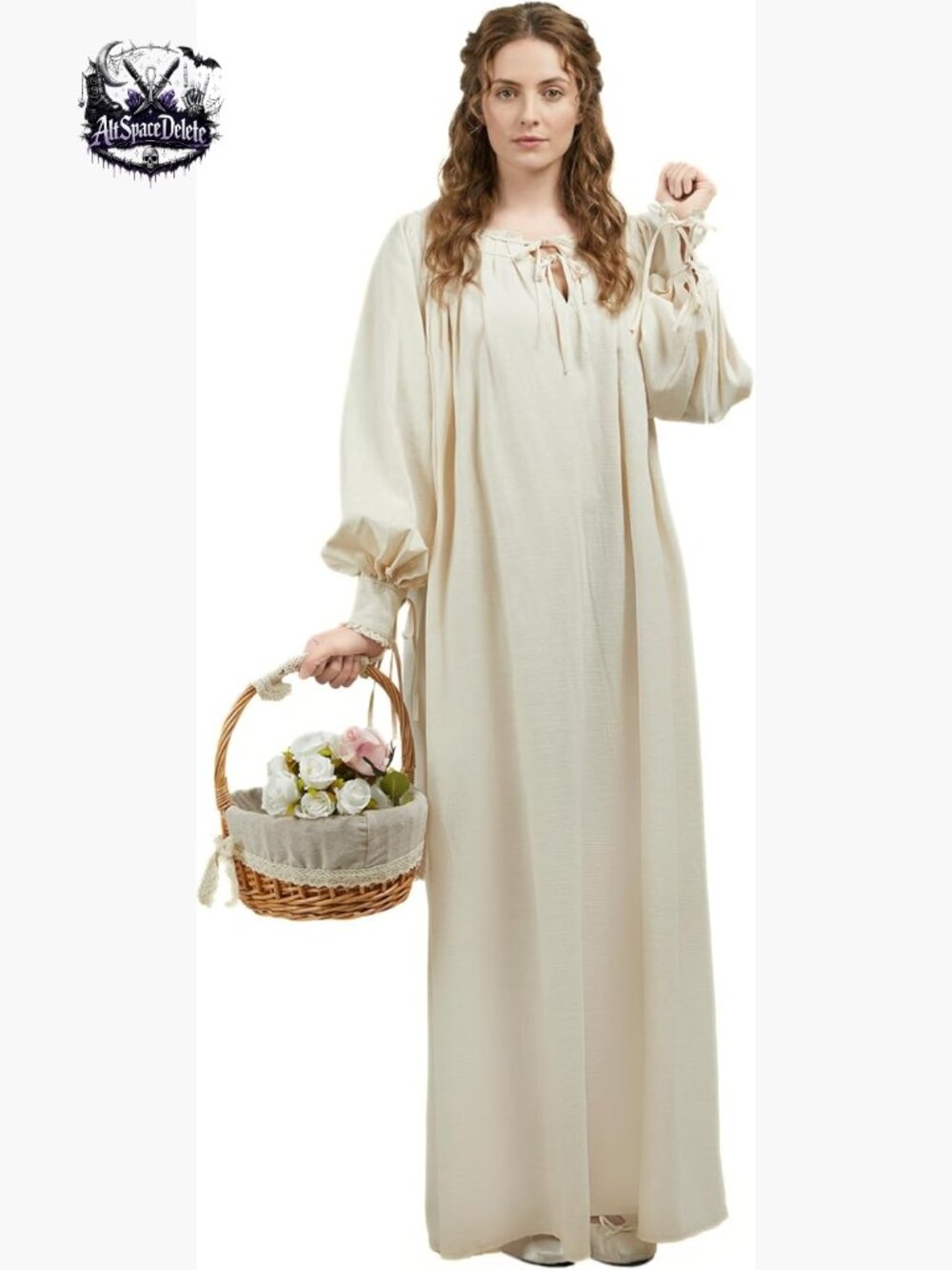 Linen Blend Medieval Tunic Dress Long Sleeve Renaissance Cosplay Costume